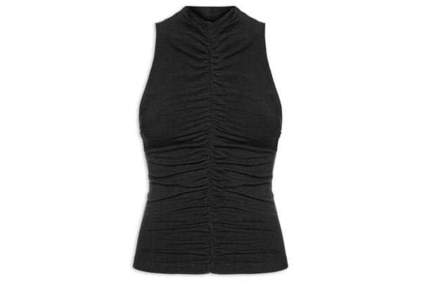 Blusa Feminina Regata Franzida– Preto