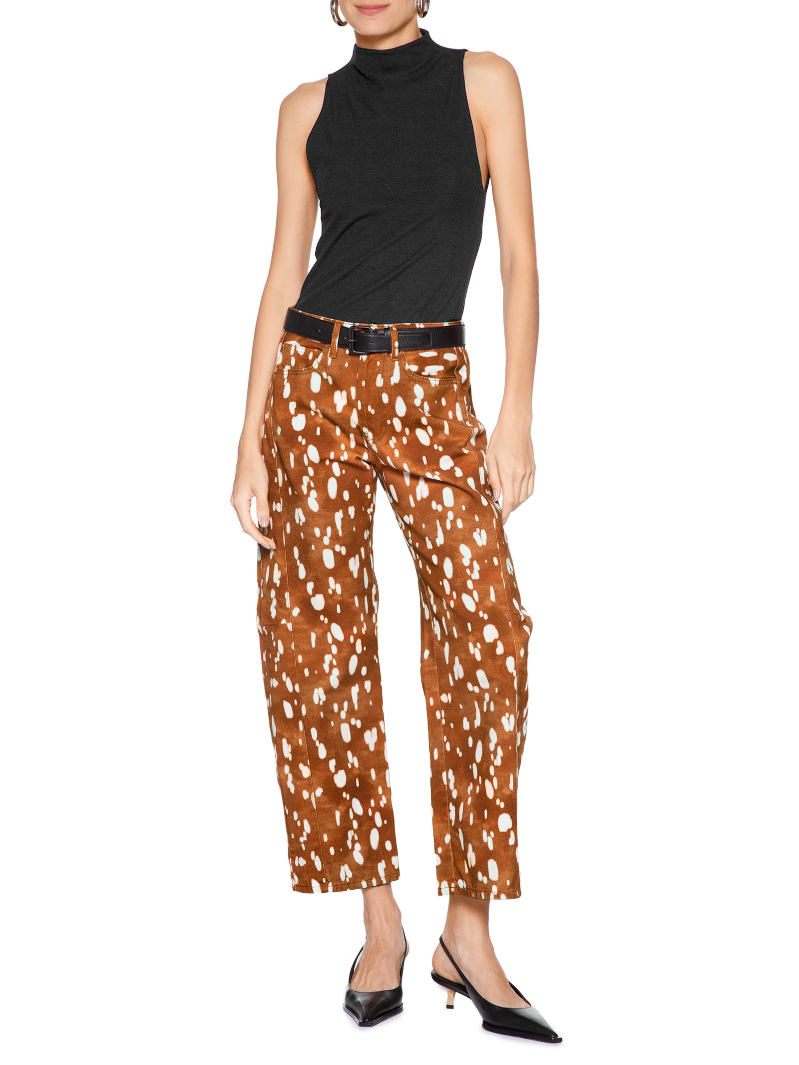 Blusa Feminina Regata Gola Alta Preto Animale