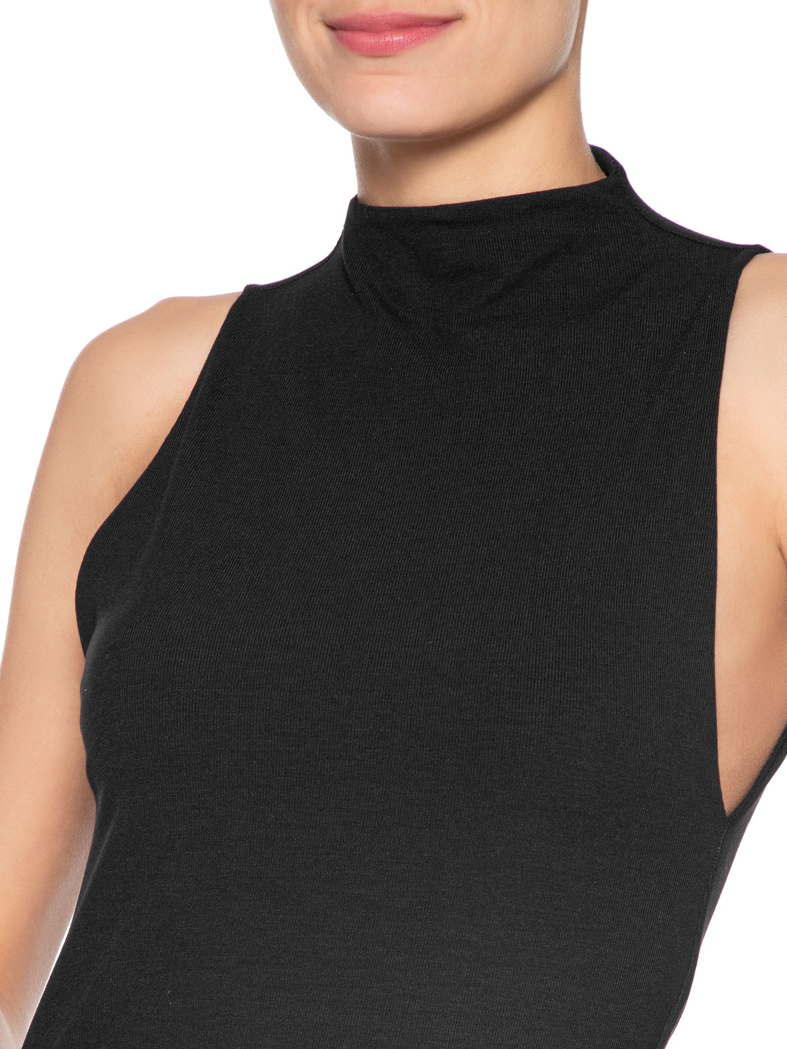 Blusa Feminina Regata Gola Alta Preto Animale