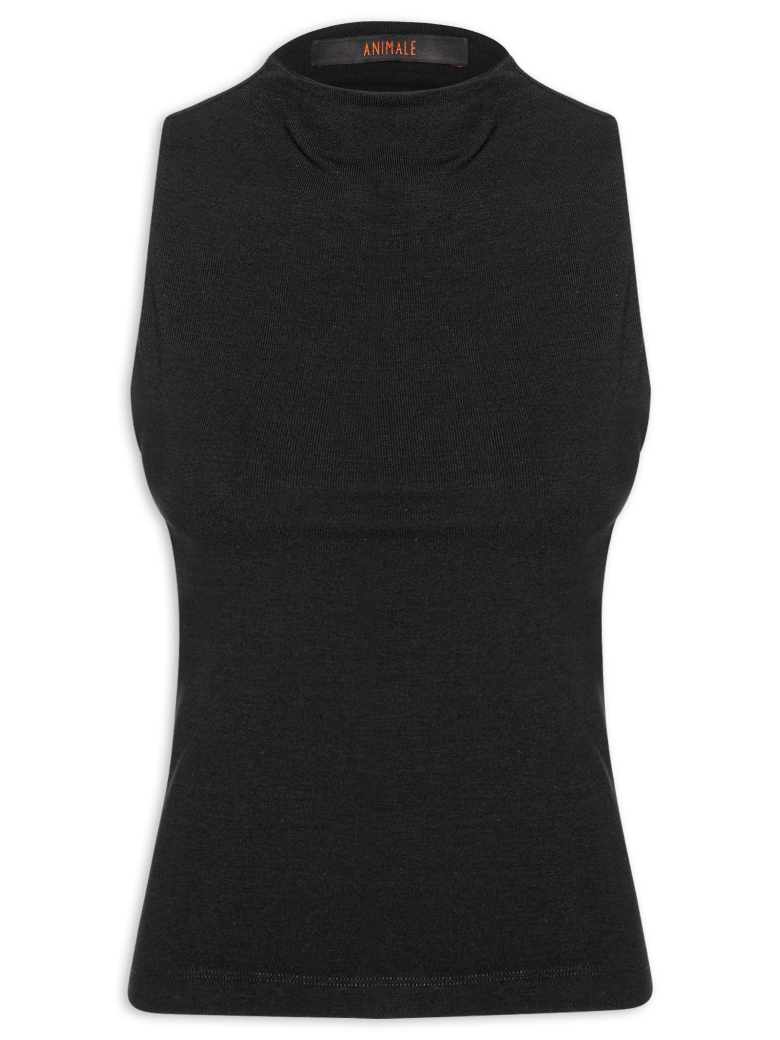 Blusa Feminina Regata Gola Alta Preto Animale
