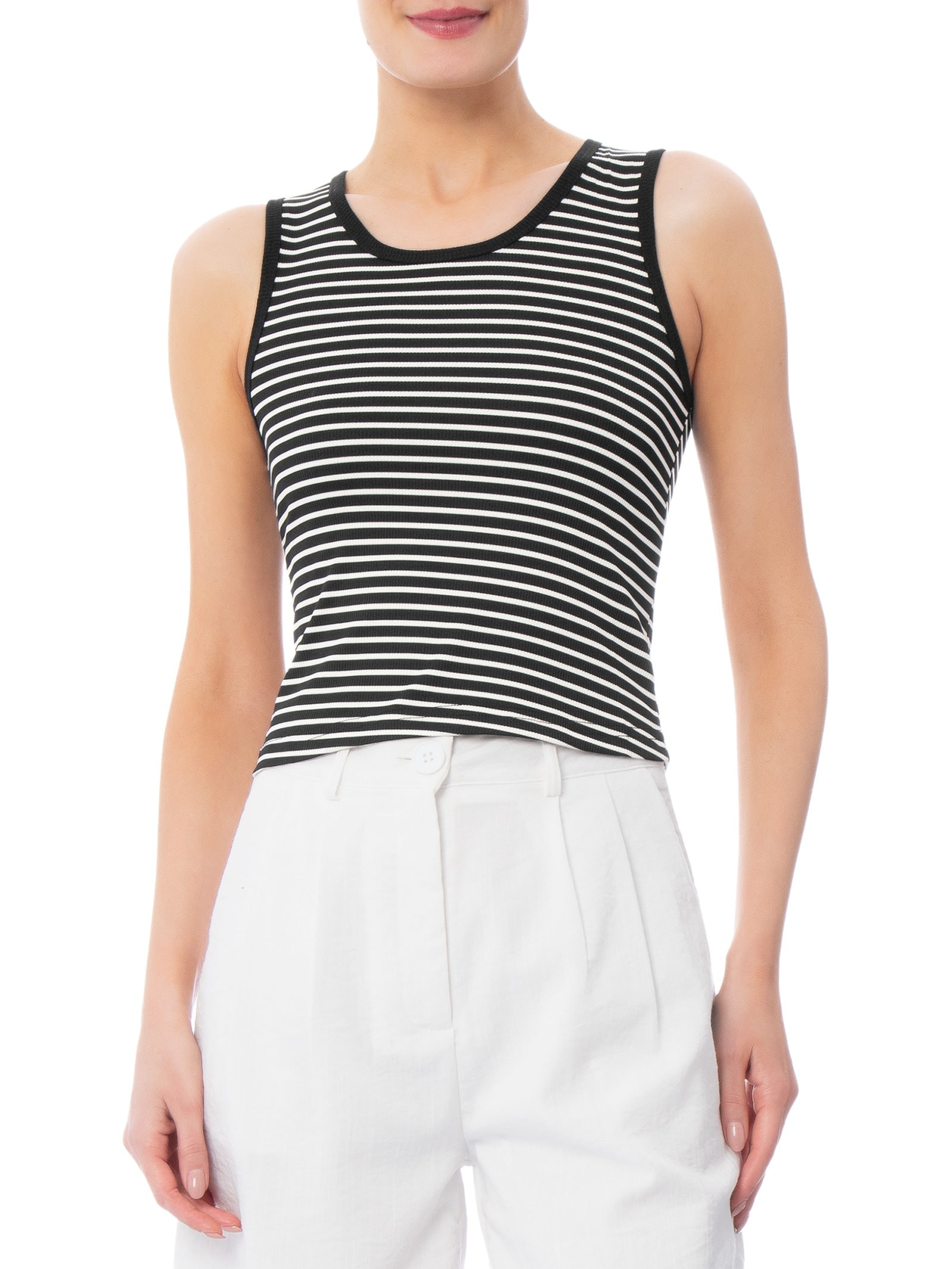 Blusa Feminina Regata Listrada Preto Basiq