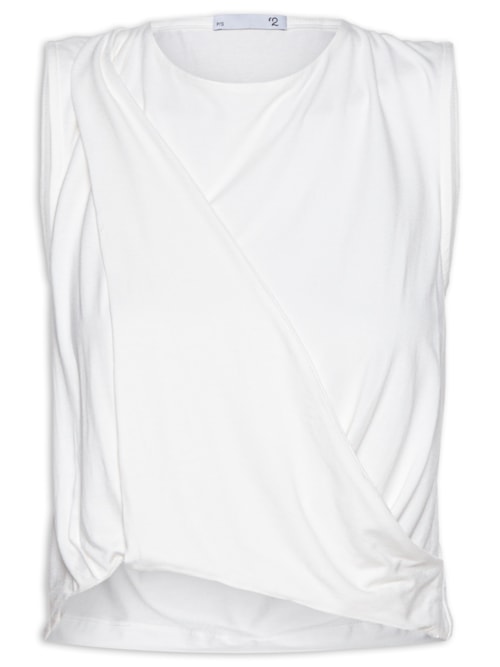 Blusa Feminina Regata Malha Drapeada – Off White
