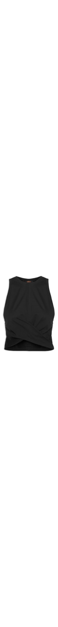 Blusa Feminina Regata Meia Malha Torção - Preto