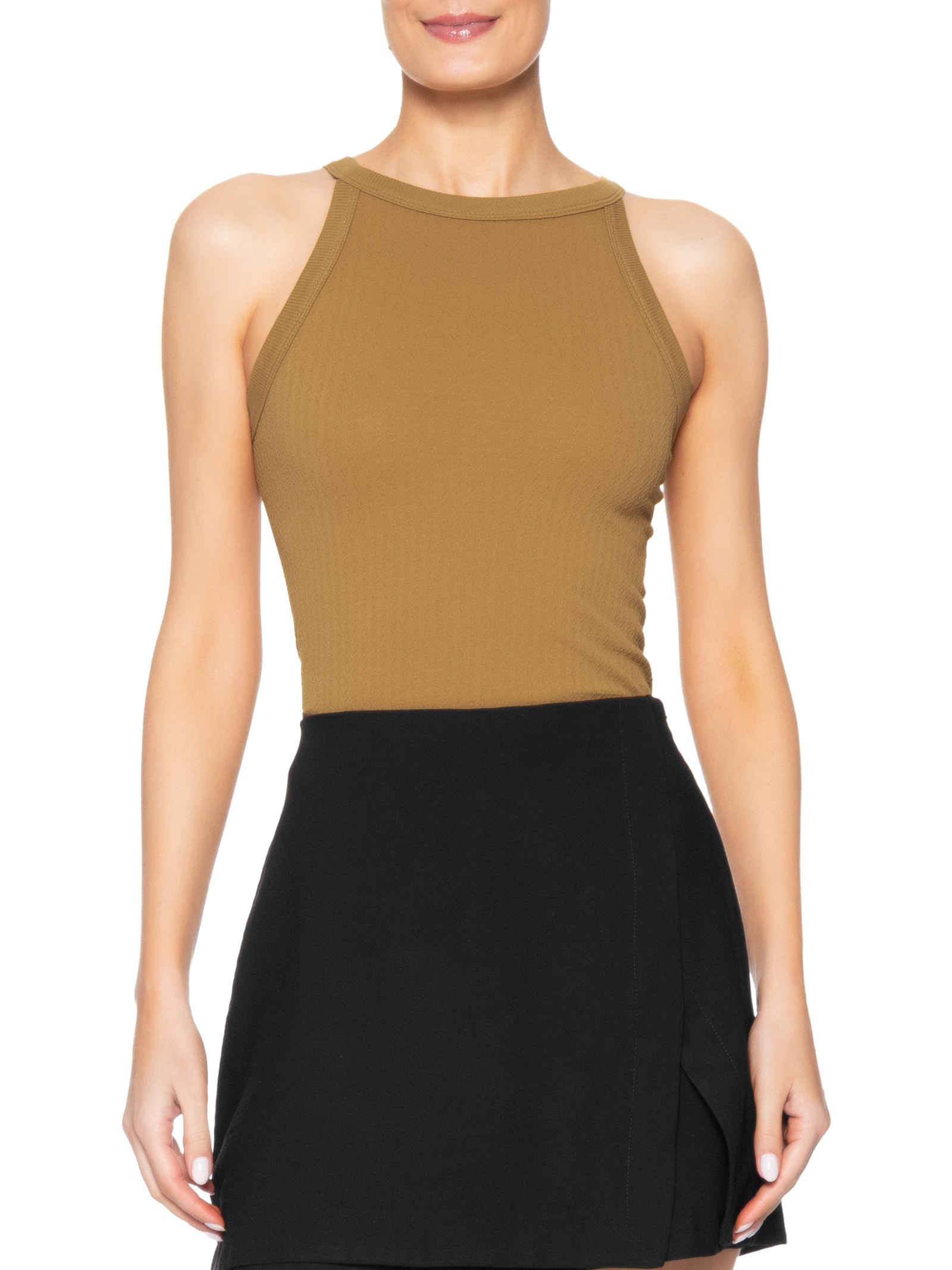Blusa Feminina Regata Sem Costura Bege Basiq