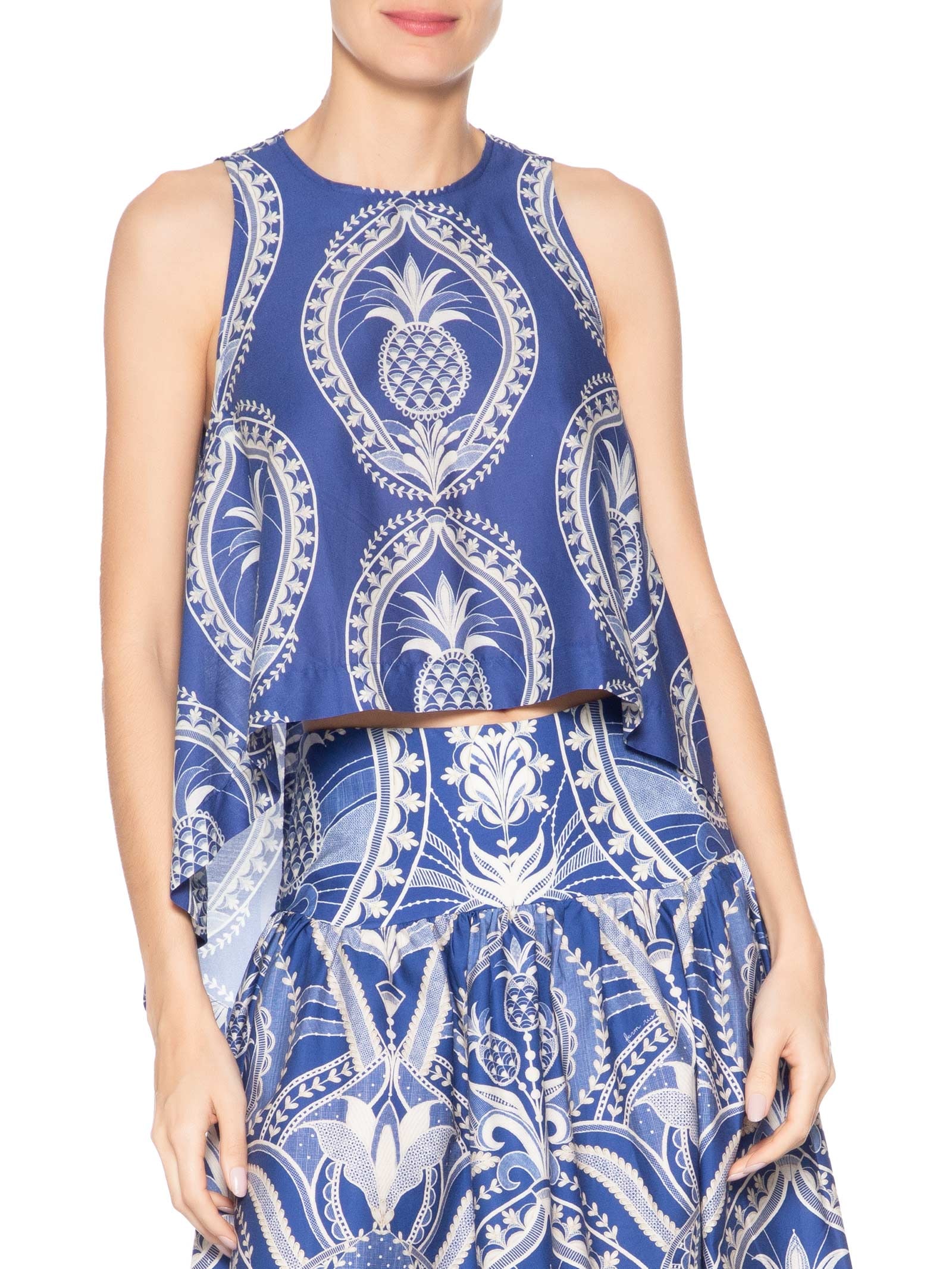 Blusa Feminina Relicario De Abacaxi Azul Farm