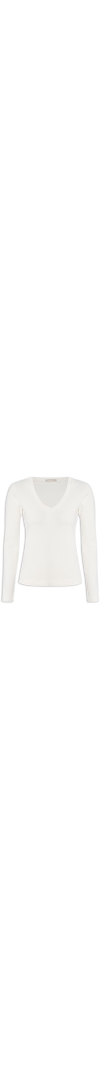 Blusa Feminina Rib Decote V - Off White
