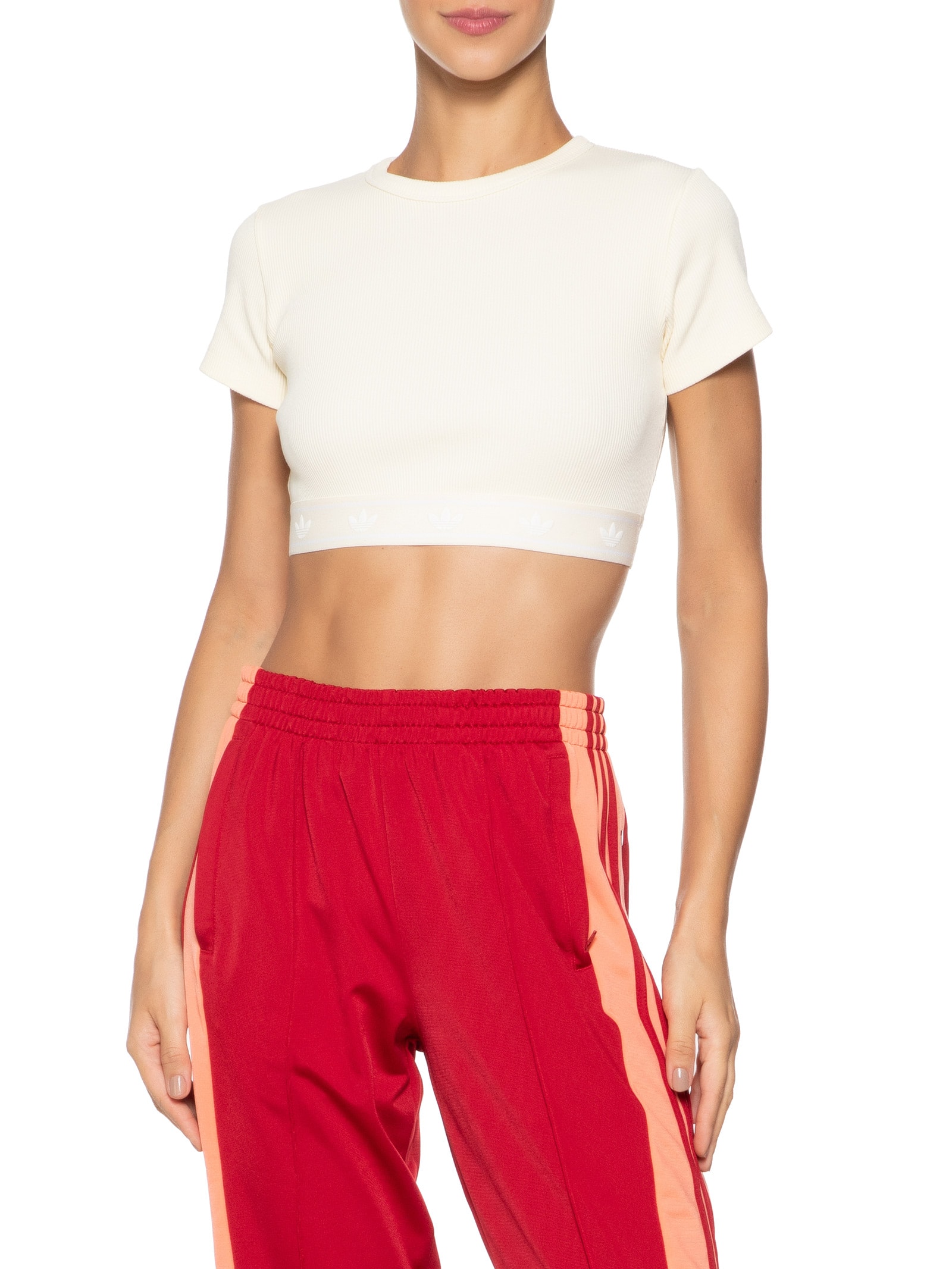 トップス Adidas Originals - Blusa Feminina Rib SS Top - Off White