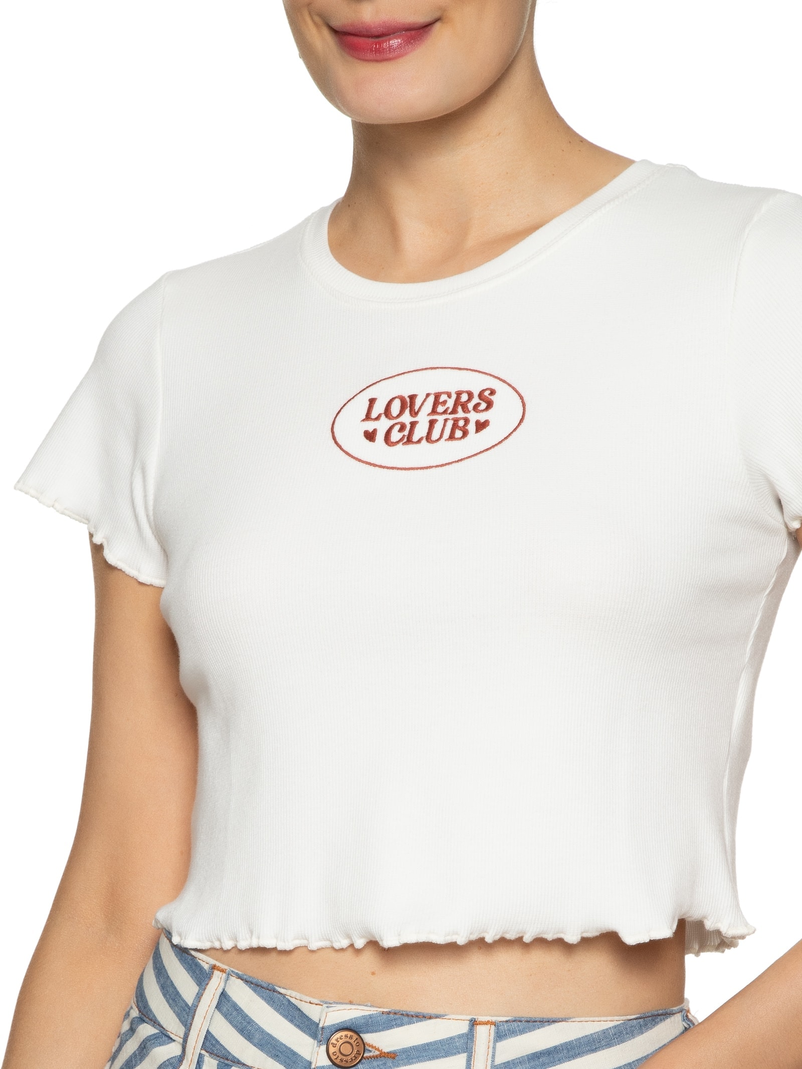 Blusa Feminina Ribana Bordado Lovers Club Off White Dress To