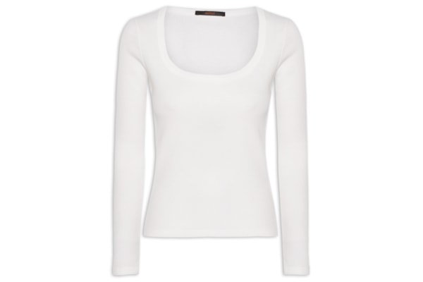 Blusa Feminina Ribana Manga Longa - Branco