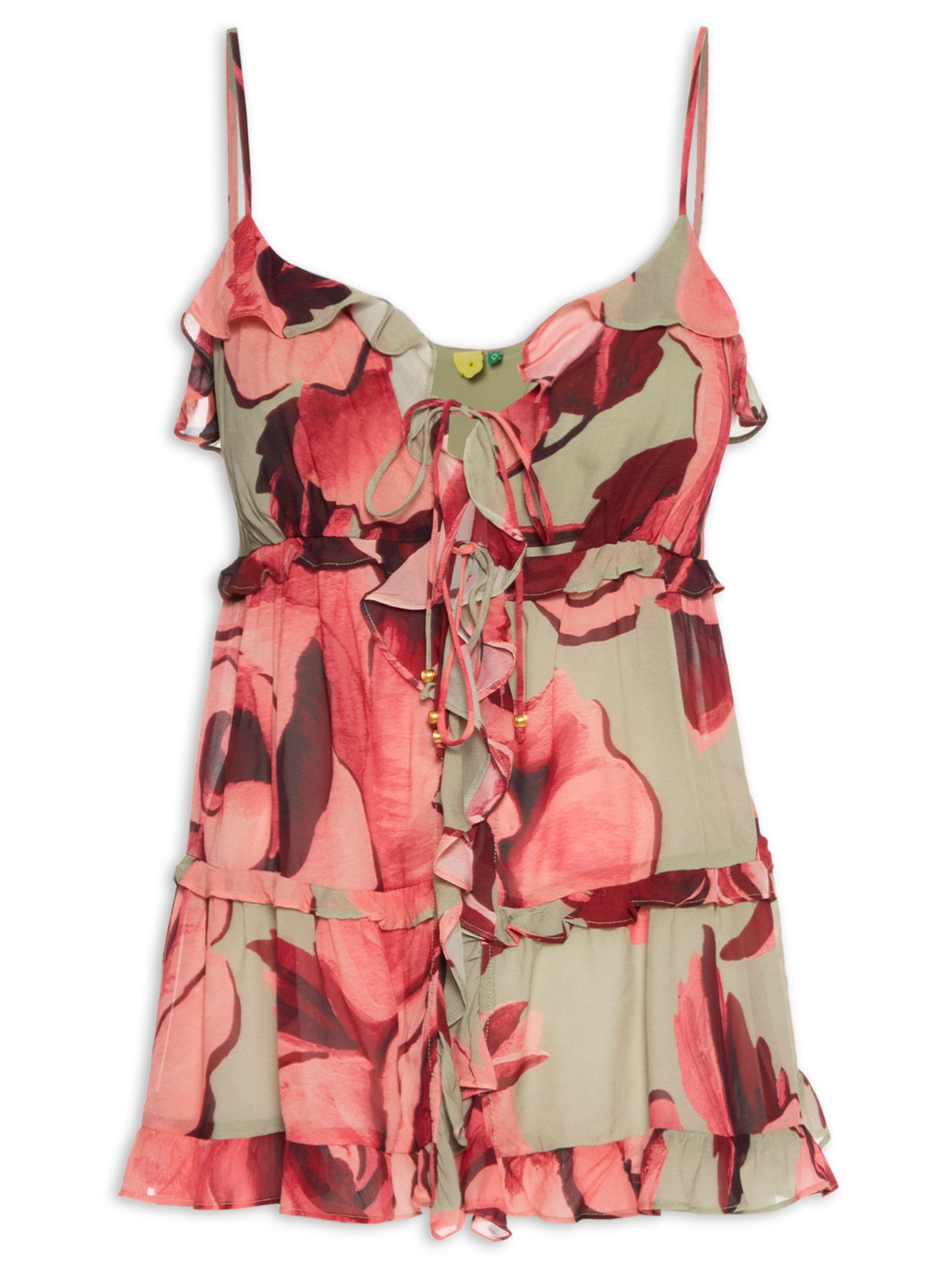 Blusa Feminina Rosas Pintadas Verde Farm