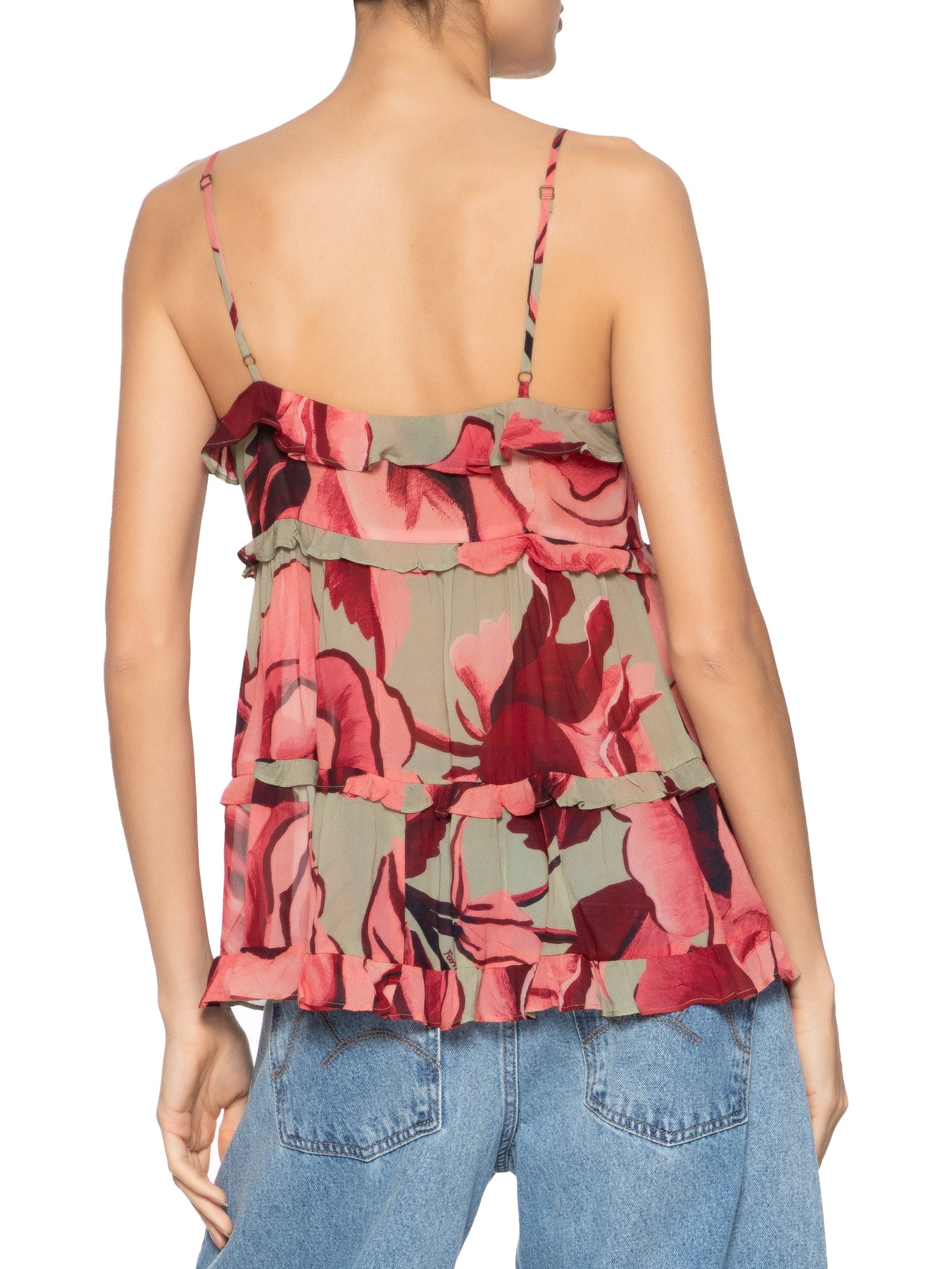 Blusa Feminina Rosas Pintadas Verde Farm