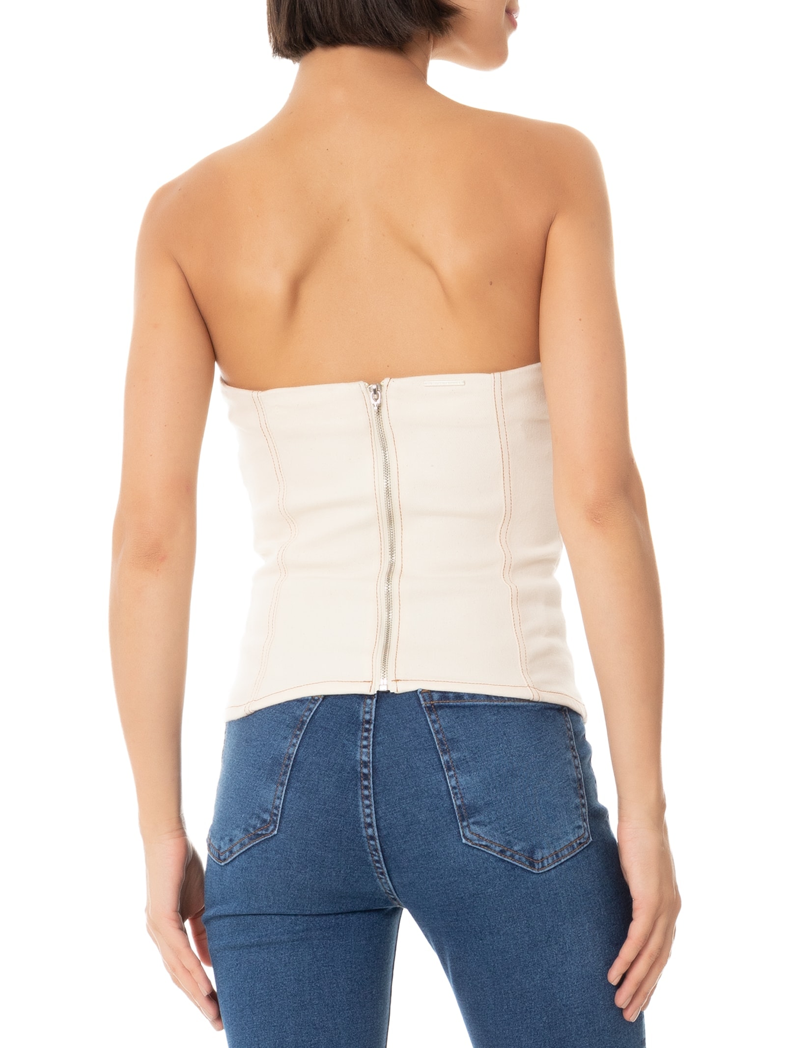 Blusa Feminina Sarja Corset sem Alça Branco My Favorite Things