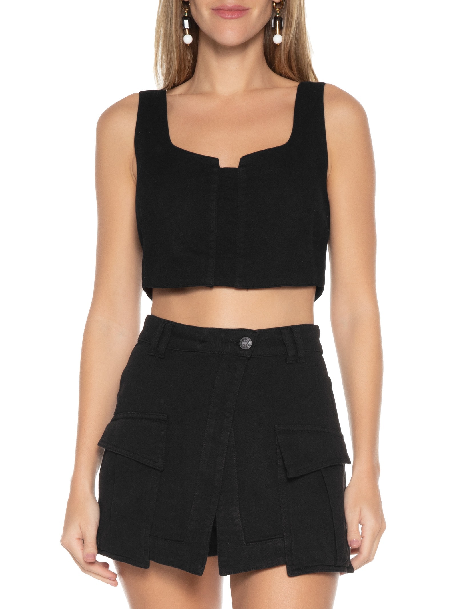 Blusa Feminina Sarja Cropped Reta Preto Dress To