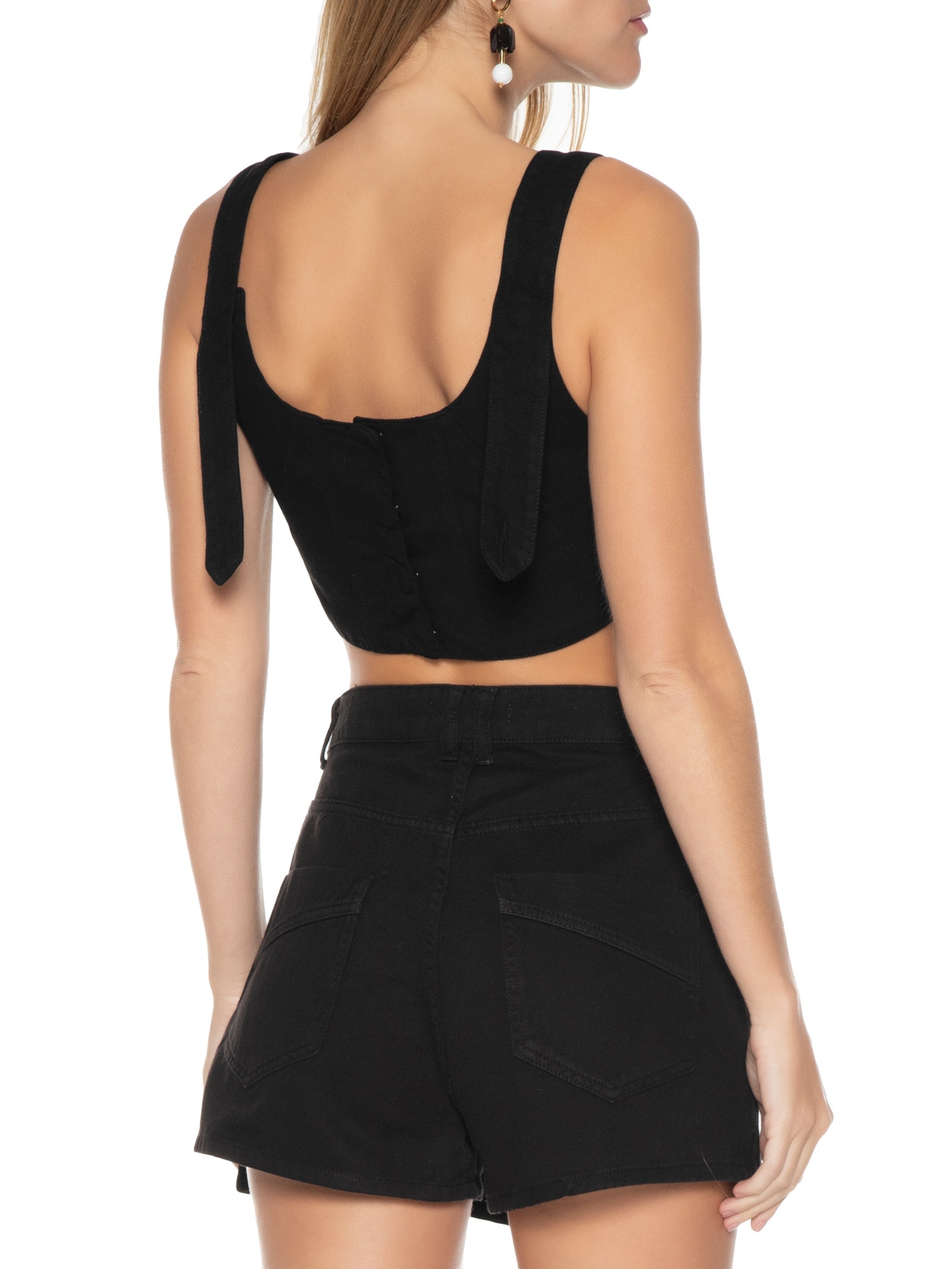Blusa Feminina Sarja Cropped Reta Preto Dress To