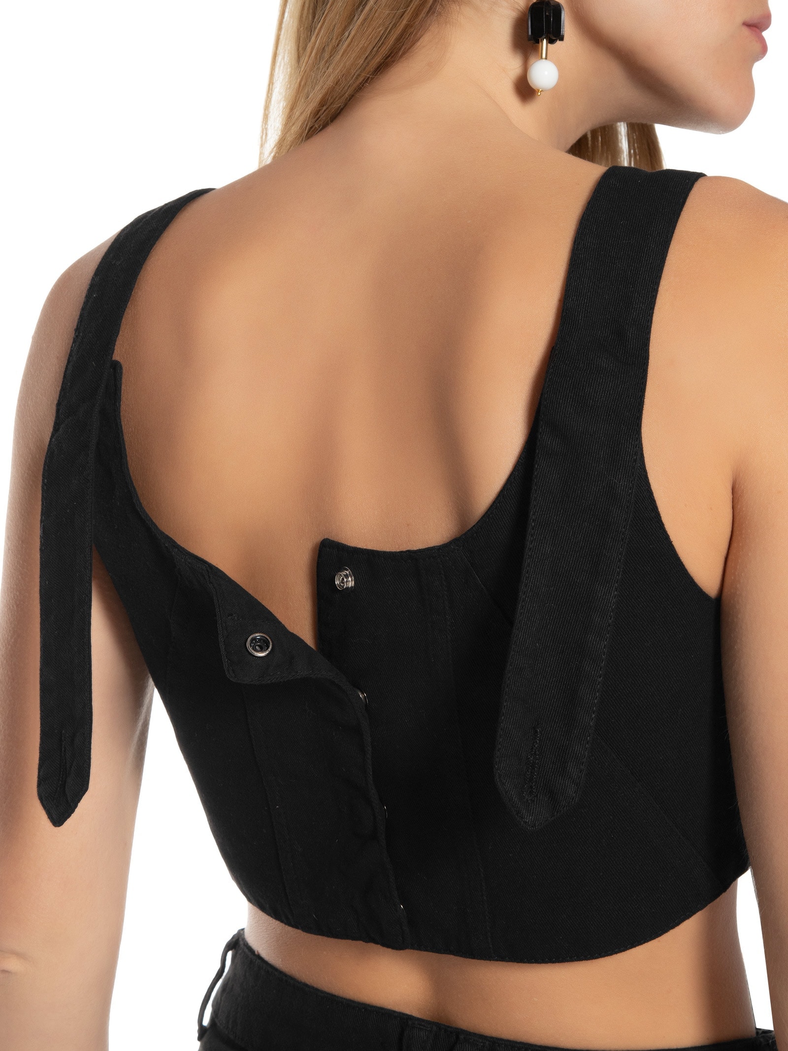 Blusa Feminina Sarja Cropped Reta Preto Dress To