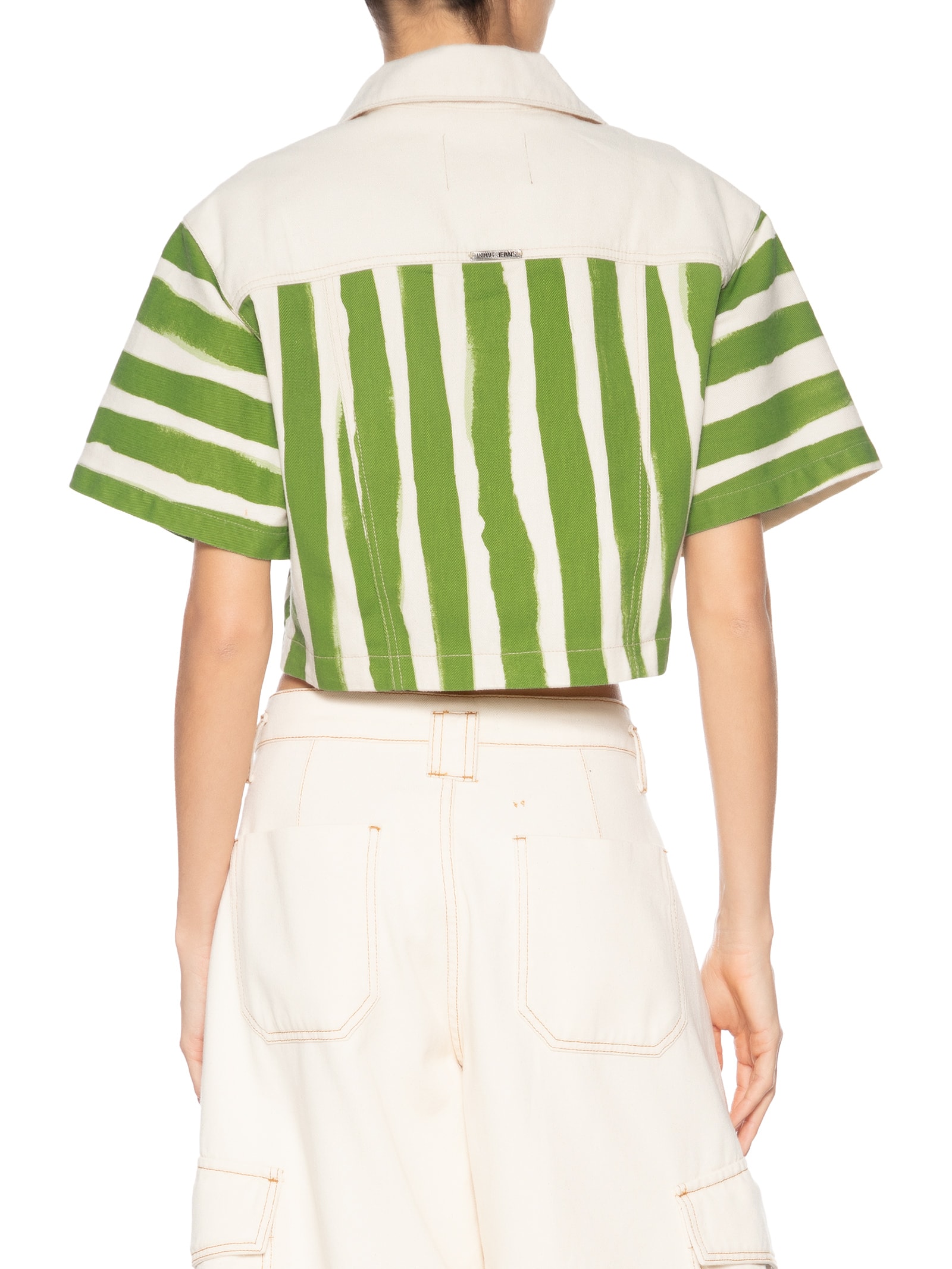 Blusa Feminina Sarja Estampa Listras Verde Animale Jeans