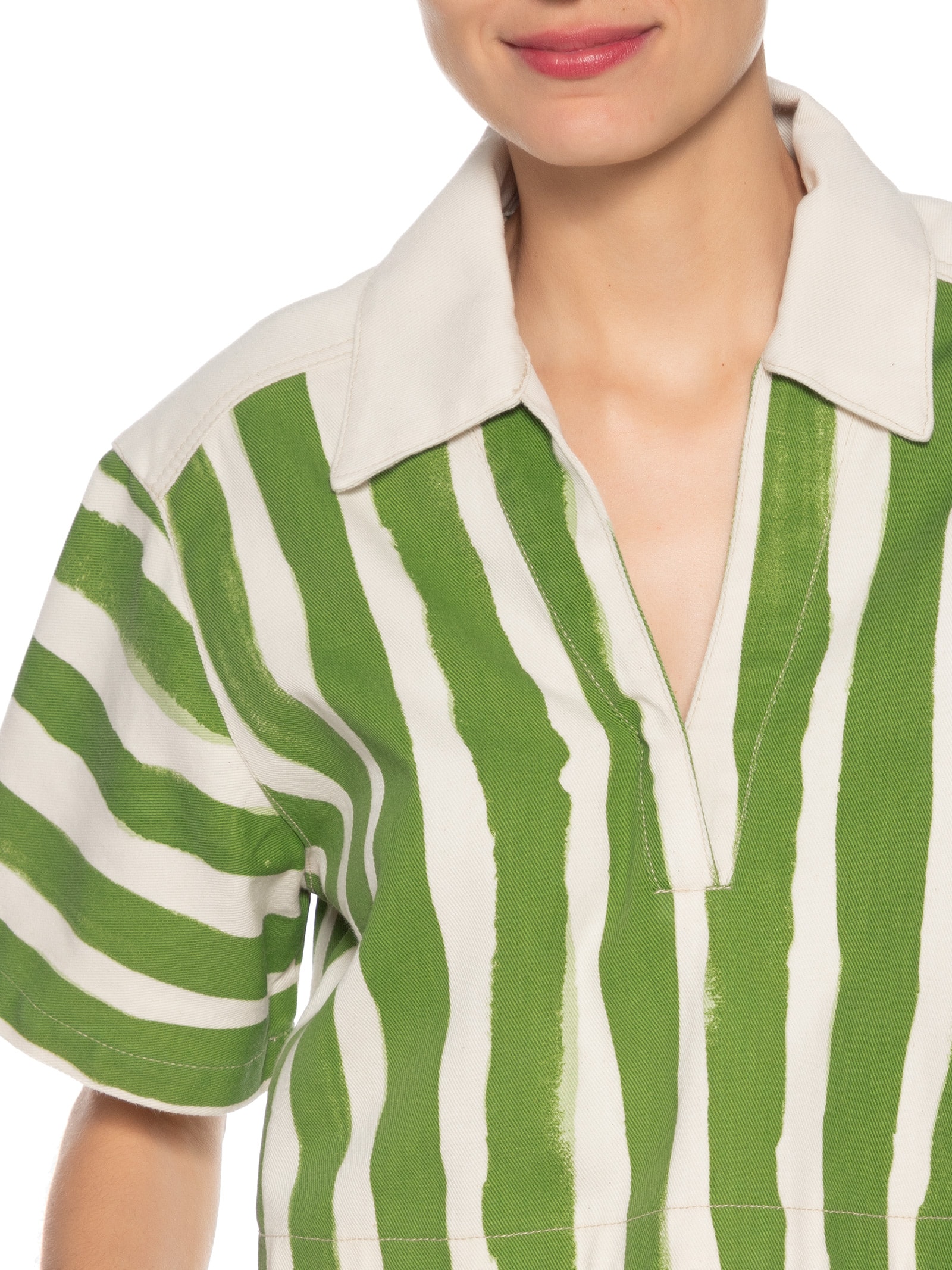 Blusa Feminina Sarja Estampa Listras Verde Animale Jeans