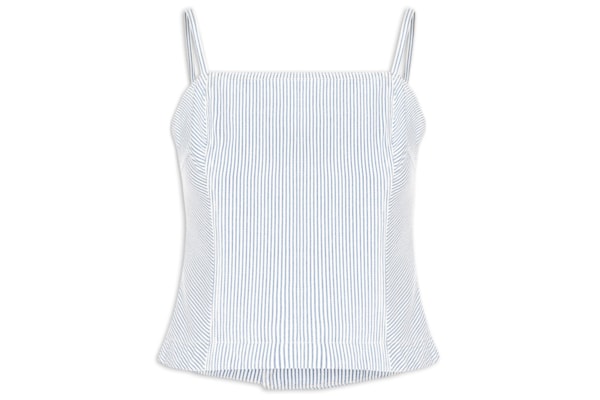 Blusa Feminina Sarja Lista Denim - Azul