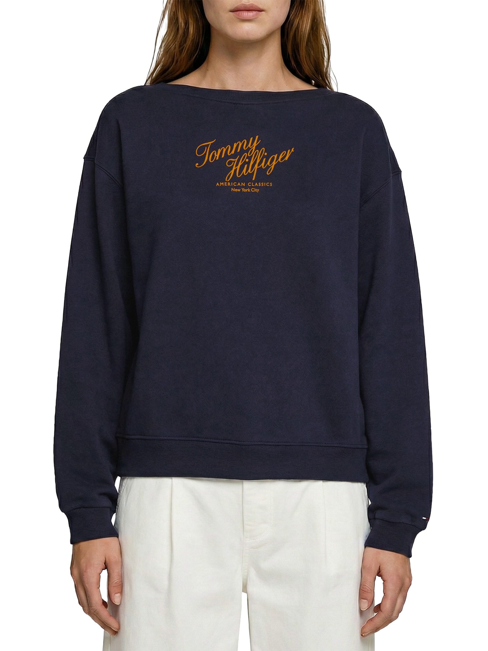 Blusa Feminina Script Terry Azul Tommy Hilfiger
