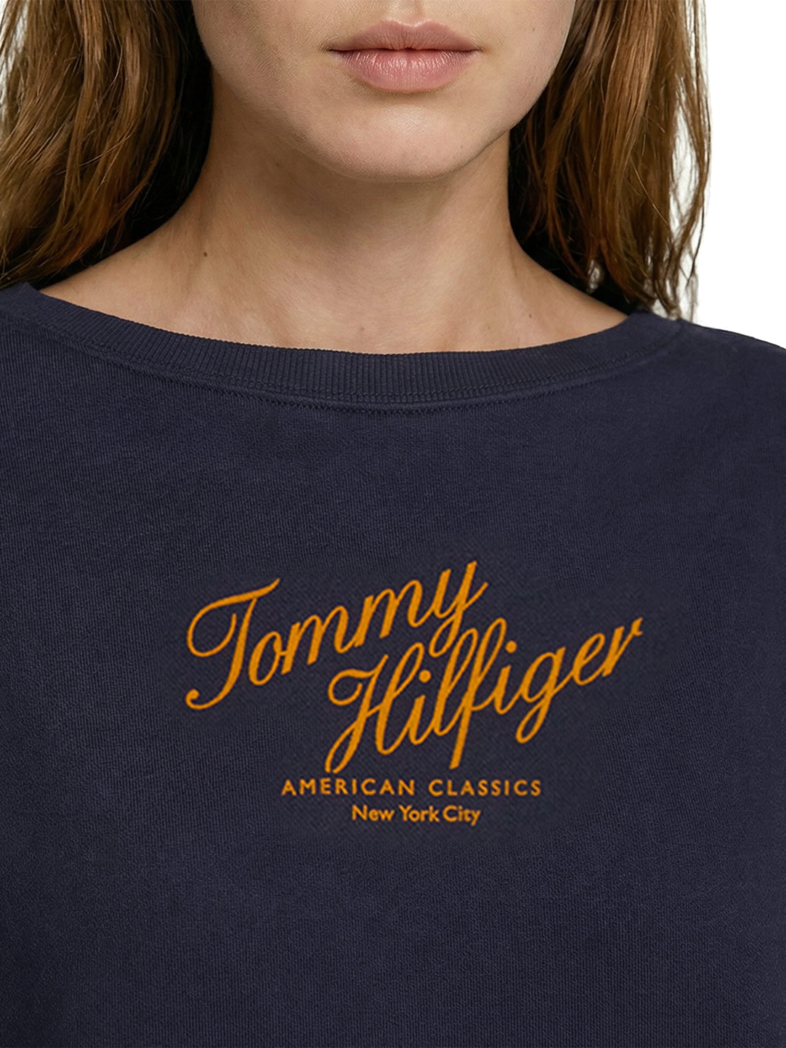 Blusa Feminina Script Terry Azul Tommy Hilfiger