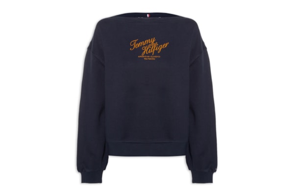 Blusa Feminina Script Terry - Azul