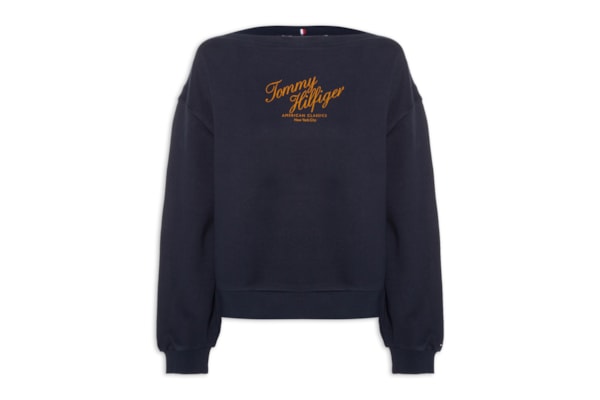 Blusa Feminina Script Terry - Azul