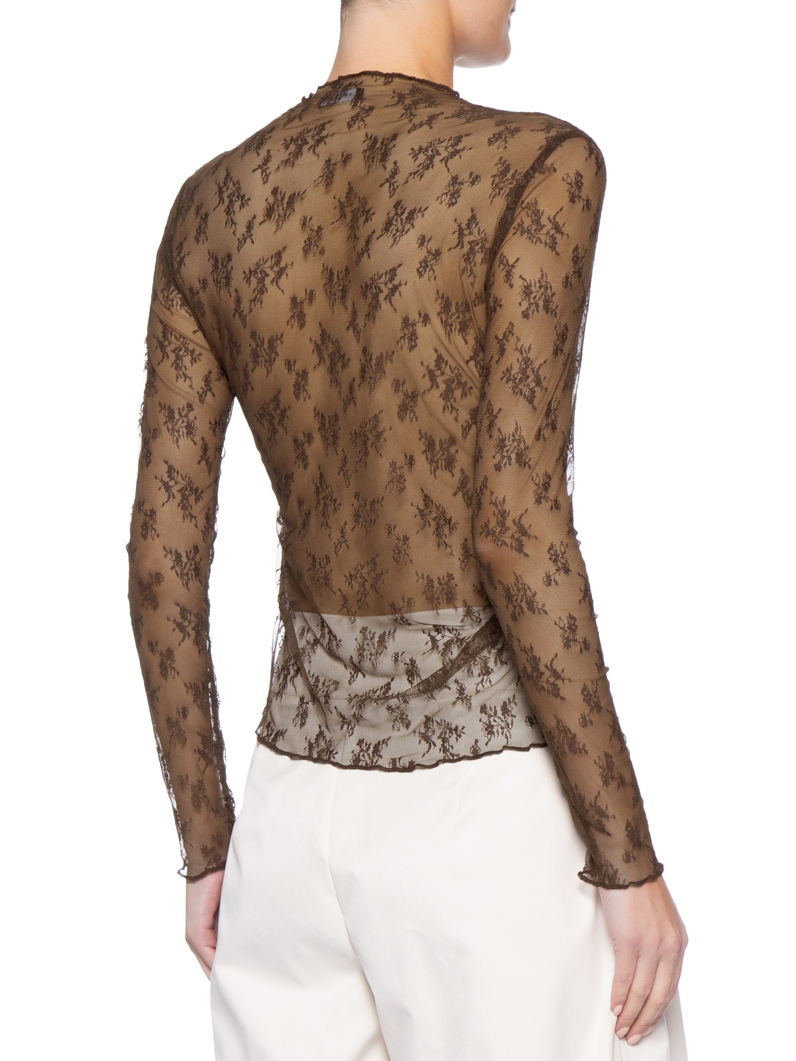 Blusa Feminina Segunda Pele Em Renda Marrom Market 33