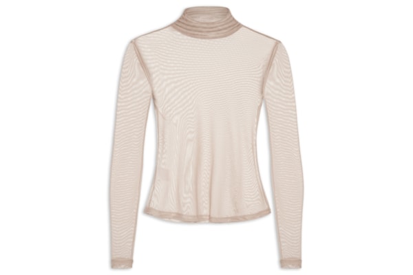 Blusa Feminina Segunda Pele Em Tule - Bege
