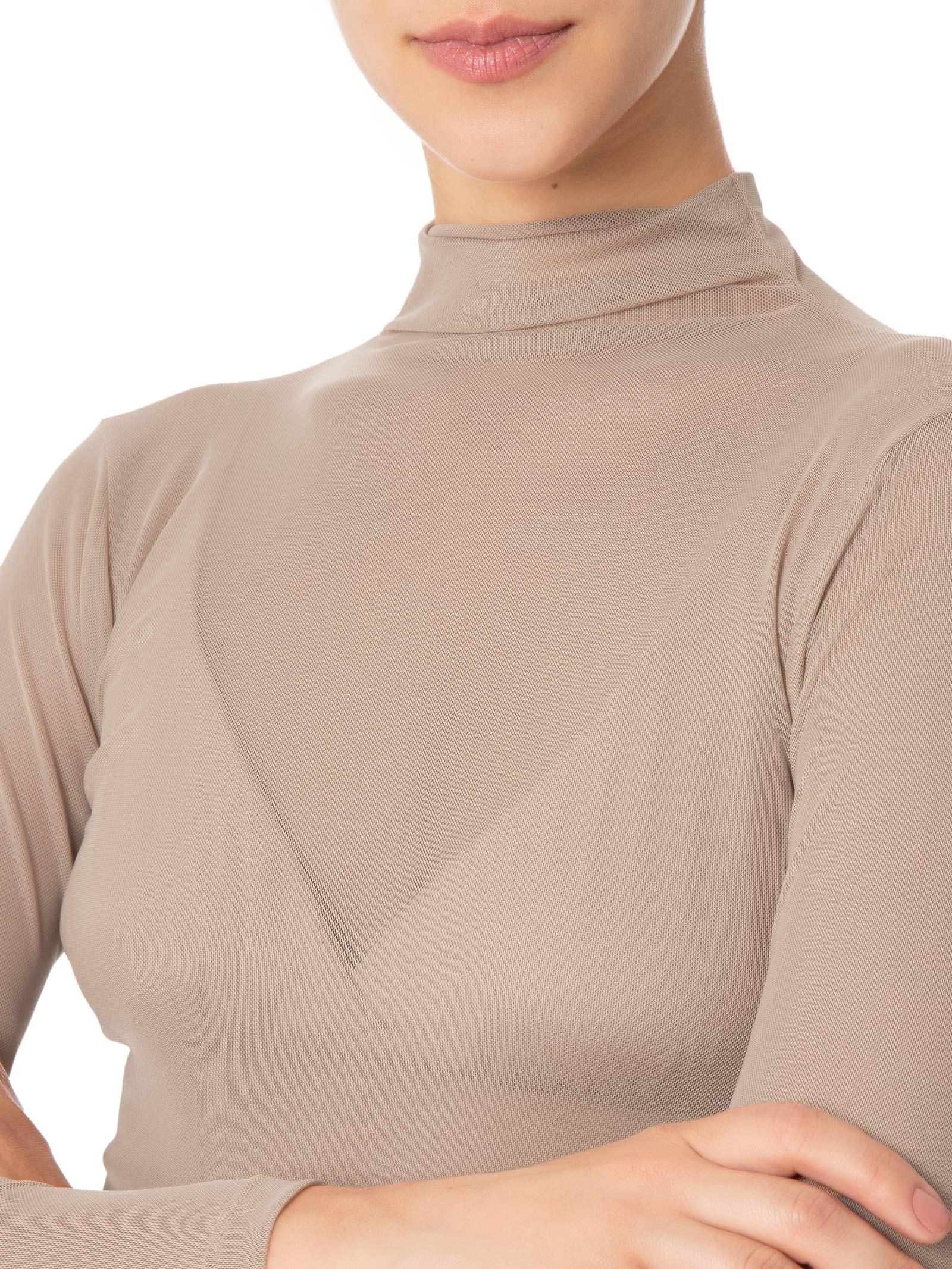 Blusa Feminina Segunda Pele Em Tule Bege Market 33