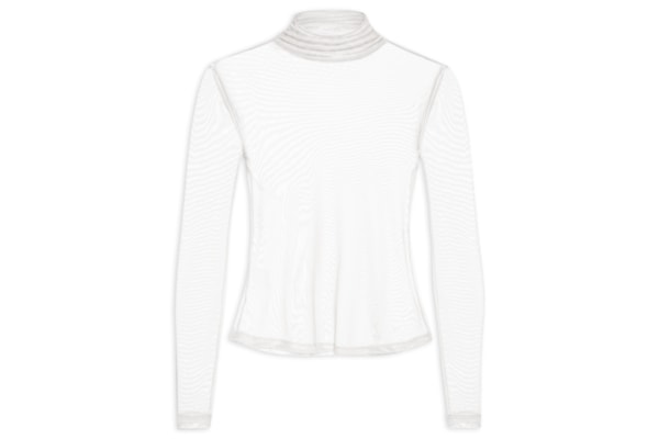 Blusa Feminina Segunda Pele Em Tule - Off White