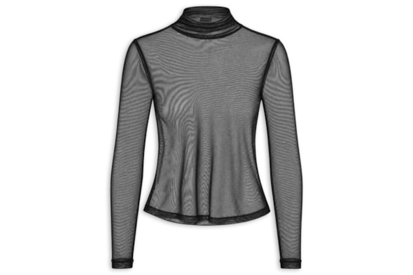 Blusa Feminina Segunda Pele Em Tule - Preto