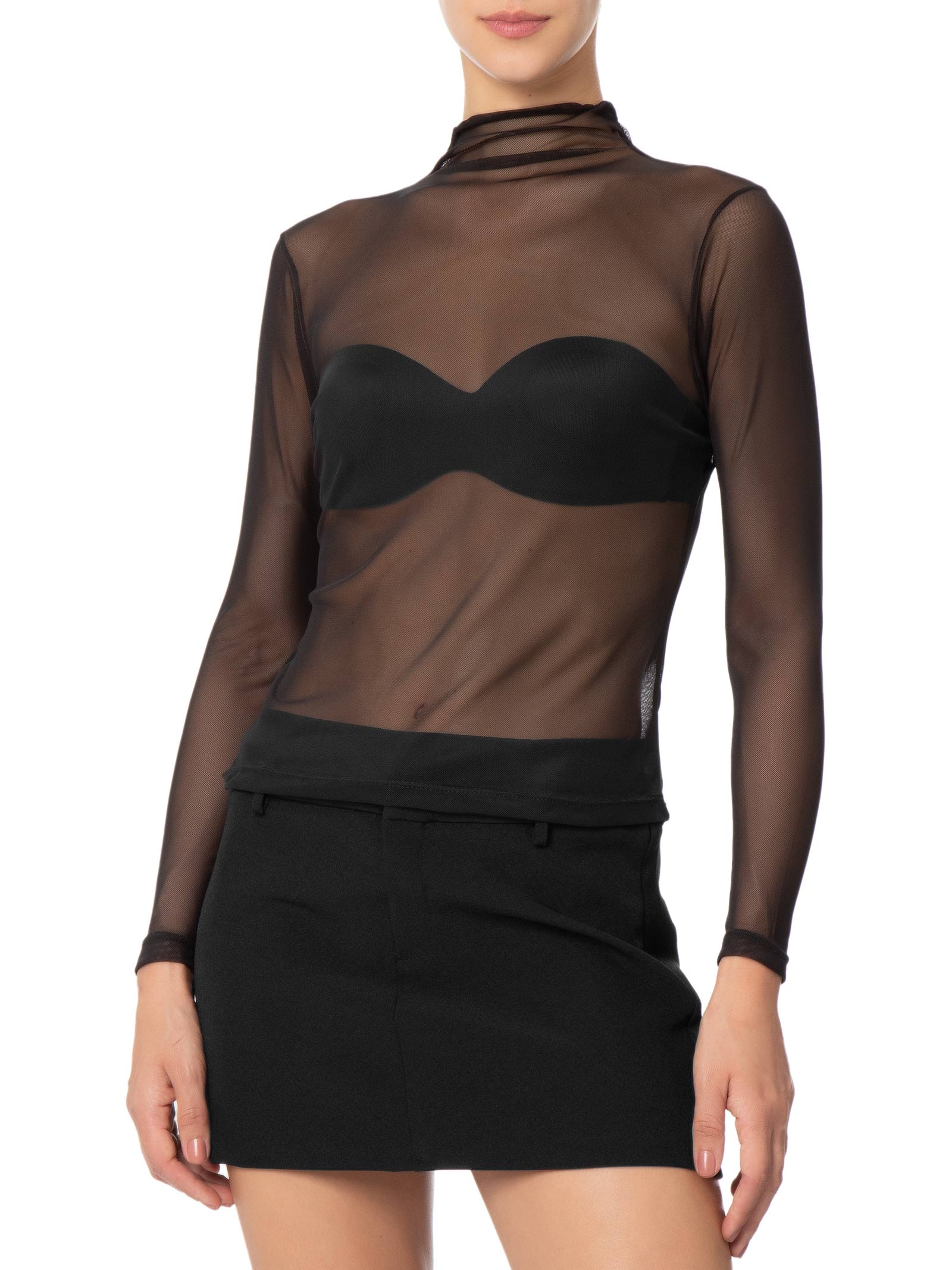 Blusa Feminina Segunda Pele Em Tule Preto Market 33