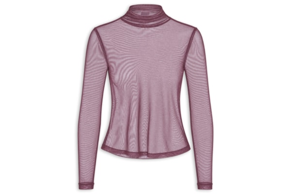 Blusa Feminina Segunda Pele Em Tule - Vermelho