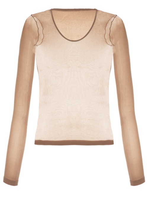 Blusa Feminina Segunda Pele Manga Longa Fio 40 – Bege