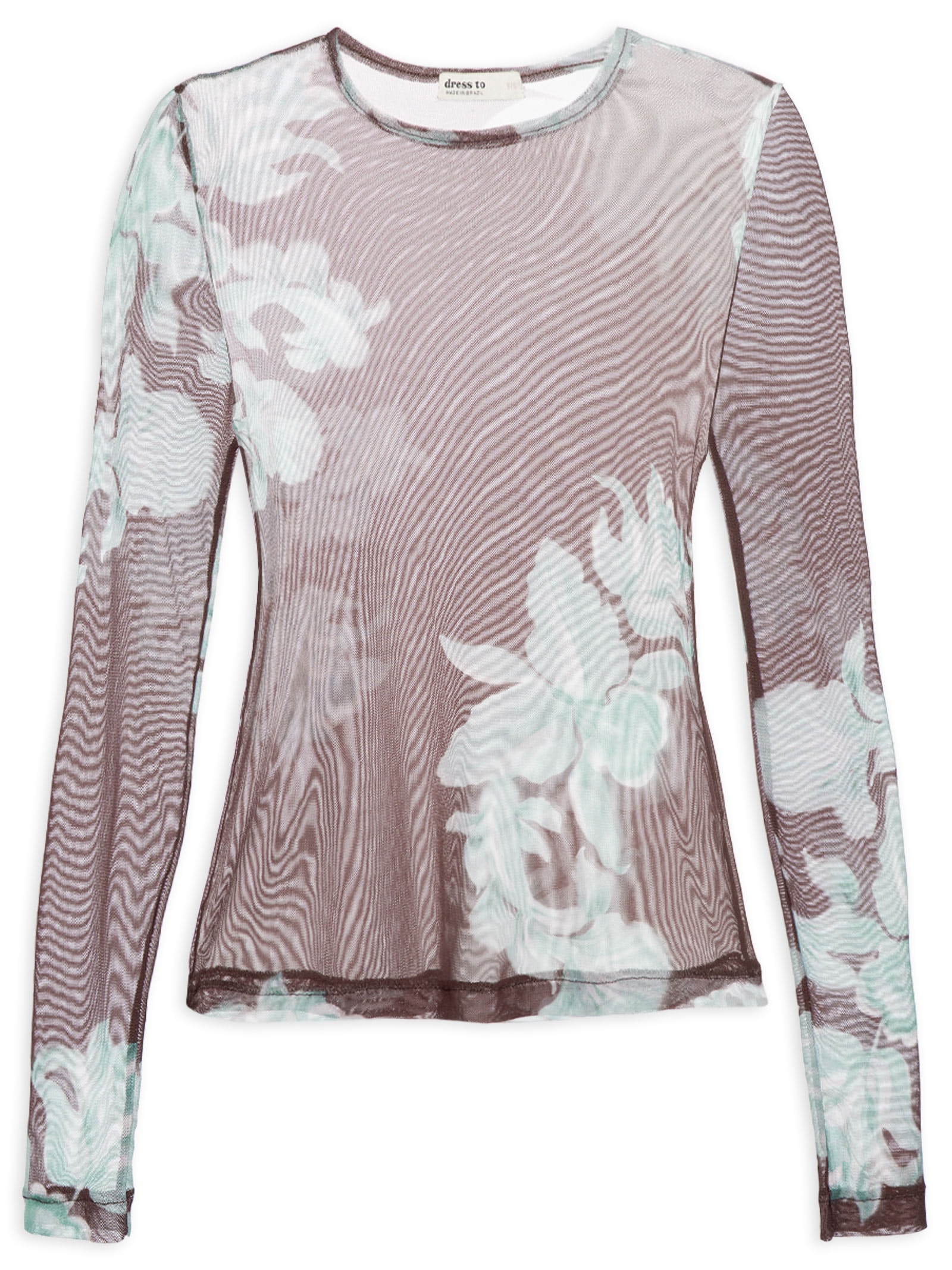 Blusa Feminina Segunda Pele Tule Estampa Lagoa Marrom Dress To