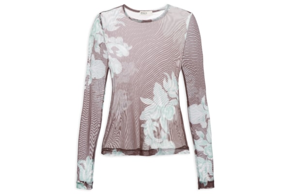 Blusa Feminina Segunda Pele Tule Estampa Lagoa - Marrom