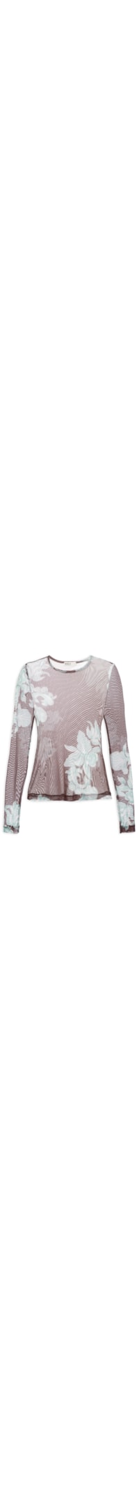 Blusa Feminina Segunda Pele Tule Estampa Lagoa - Marrom