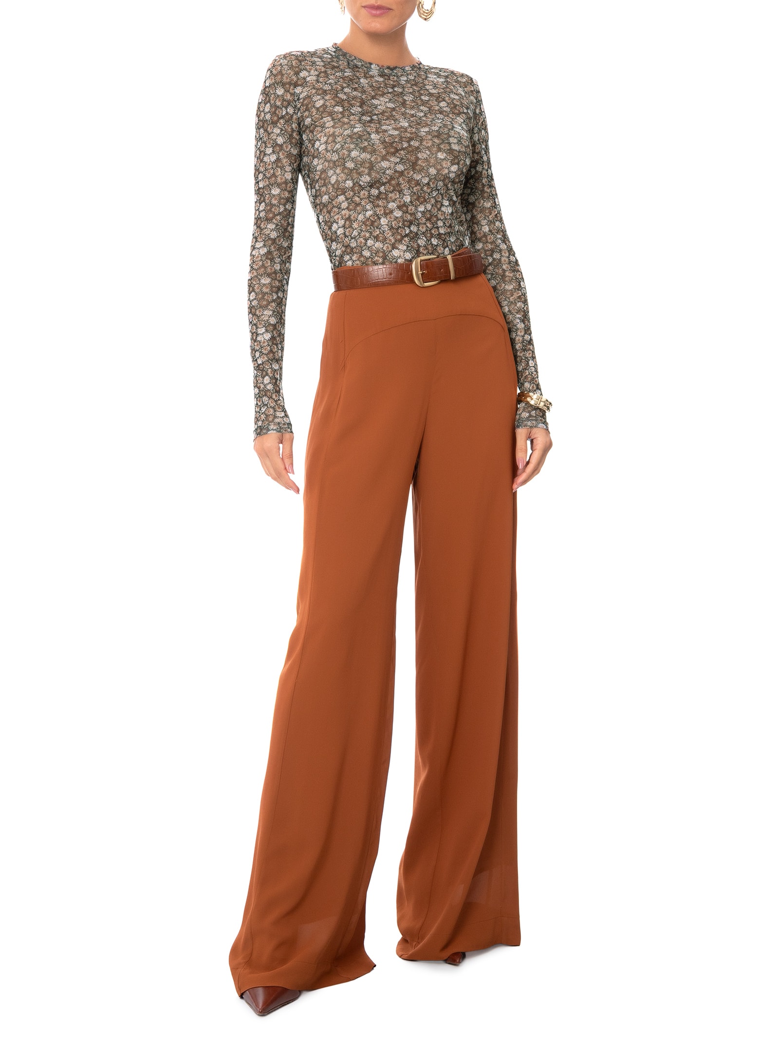 Blusa Feminina Segunda Pele Tule Liberty Marrom Animale