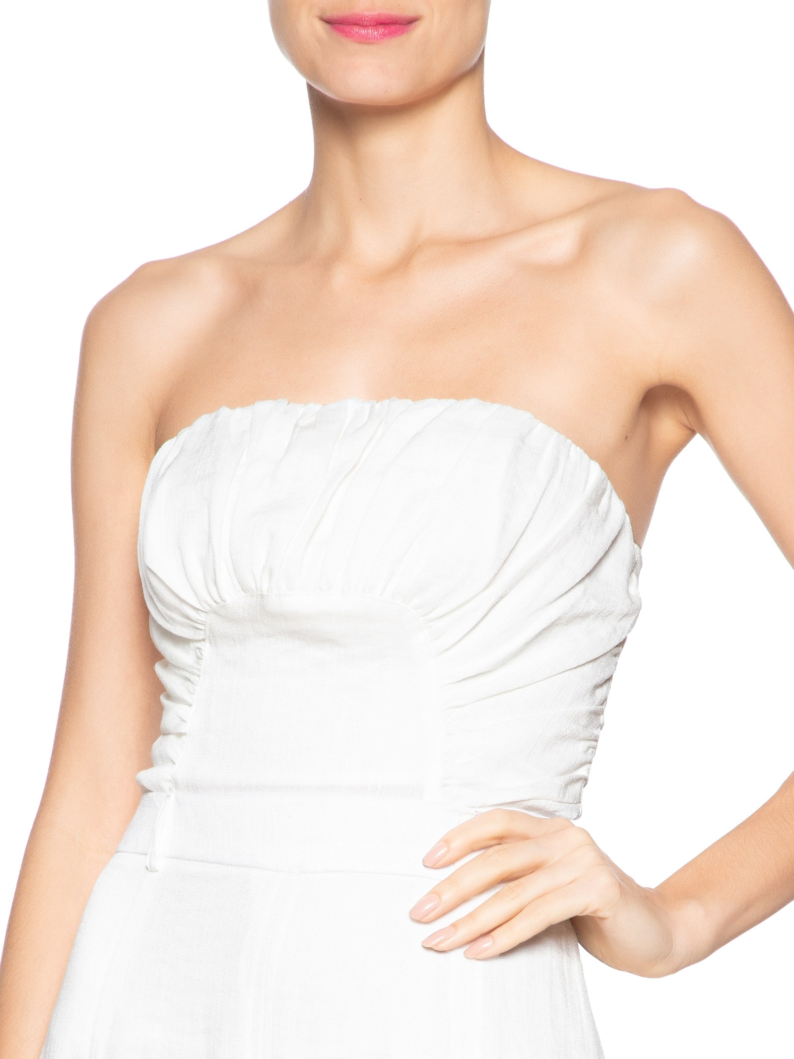 Blusa Feminina sem Alça com Franzidos Off White  '2Essential