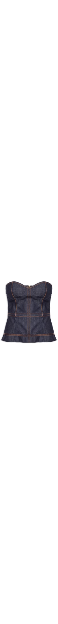 Blusa Feminina Sem Alça Jeans Raw - Azul