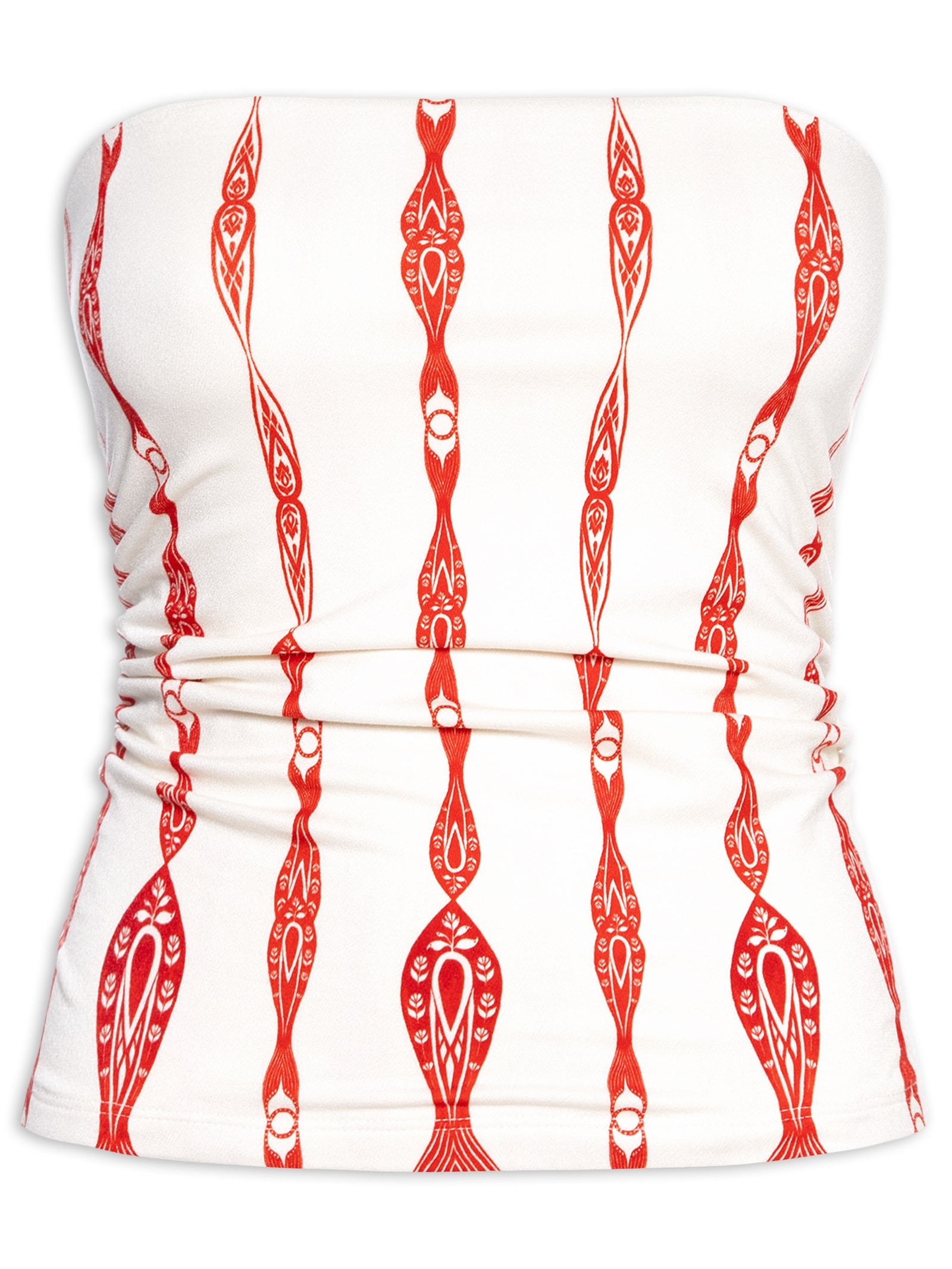 Blusa Feminina Sem Alça Peixe Correnteza Vermelho Farm