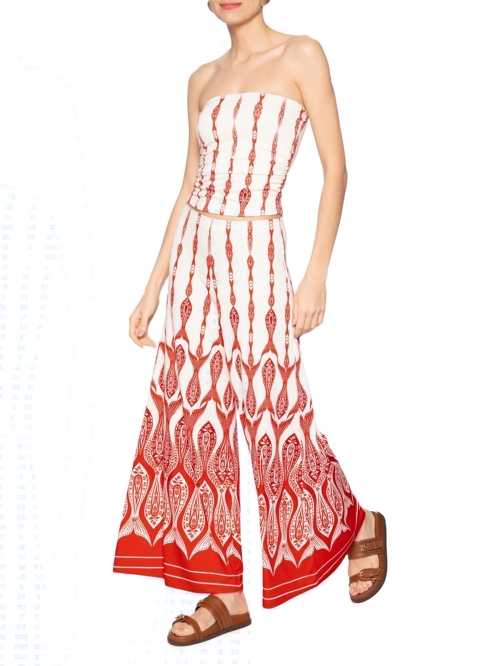 Blusa Feminina Sem Alça Peixe Correnteza Vermelho Farm