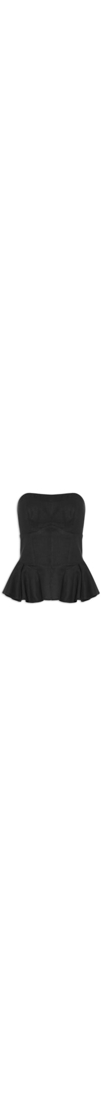 Blusa Feminina Sem Alça Pregas - Preto
