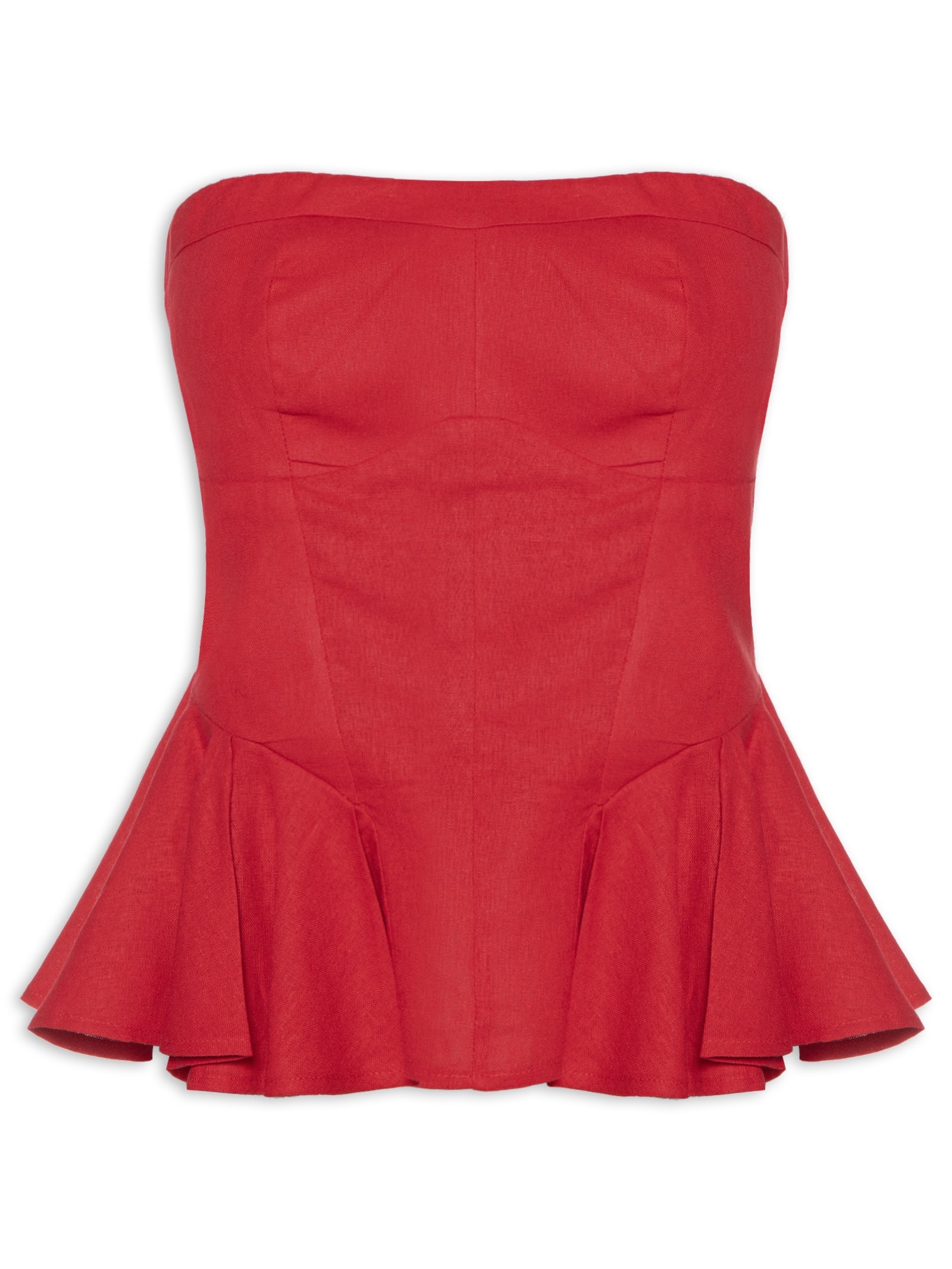 Blusa Feminina Sem Alça Pregas Vermelho Farm