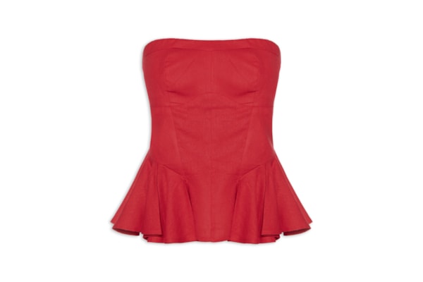 Blusa Feminina Sem Alça Pregas - Vermelho