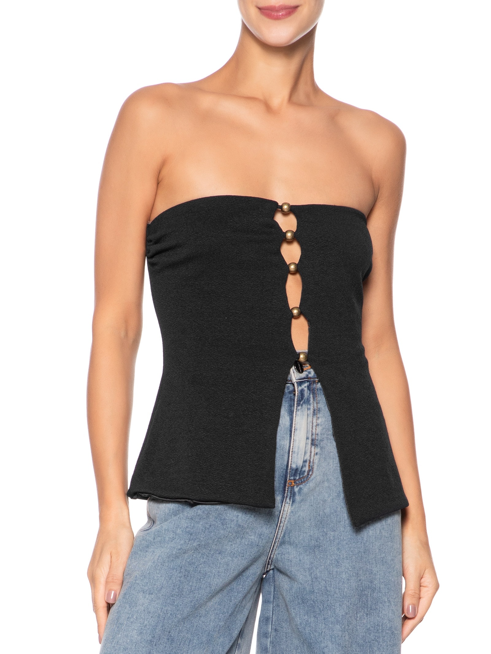 Blusa Feminina Sem Alça Preto Farm