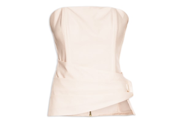 Blusa Feminina Sem Alças Com Pregas - Bege