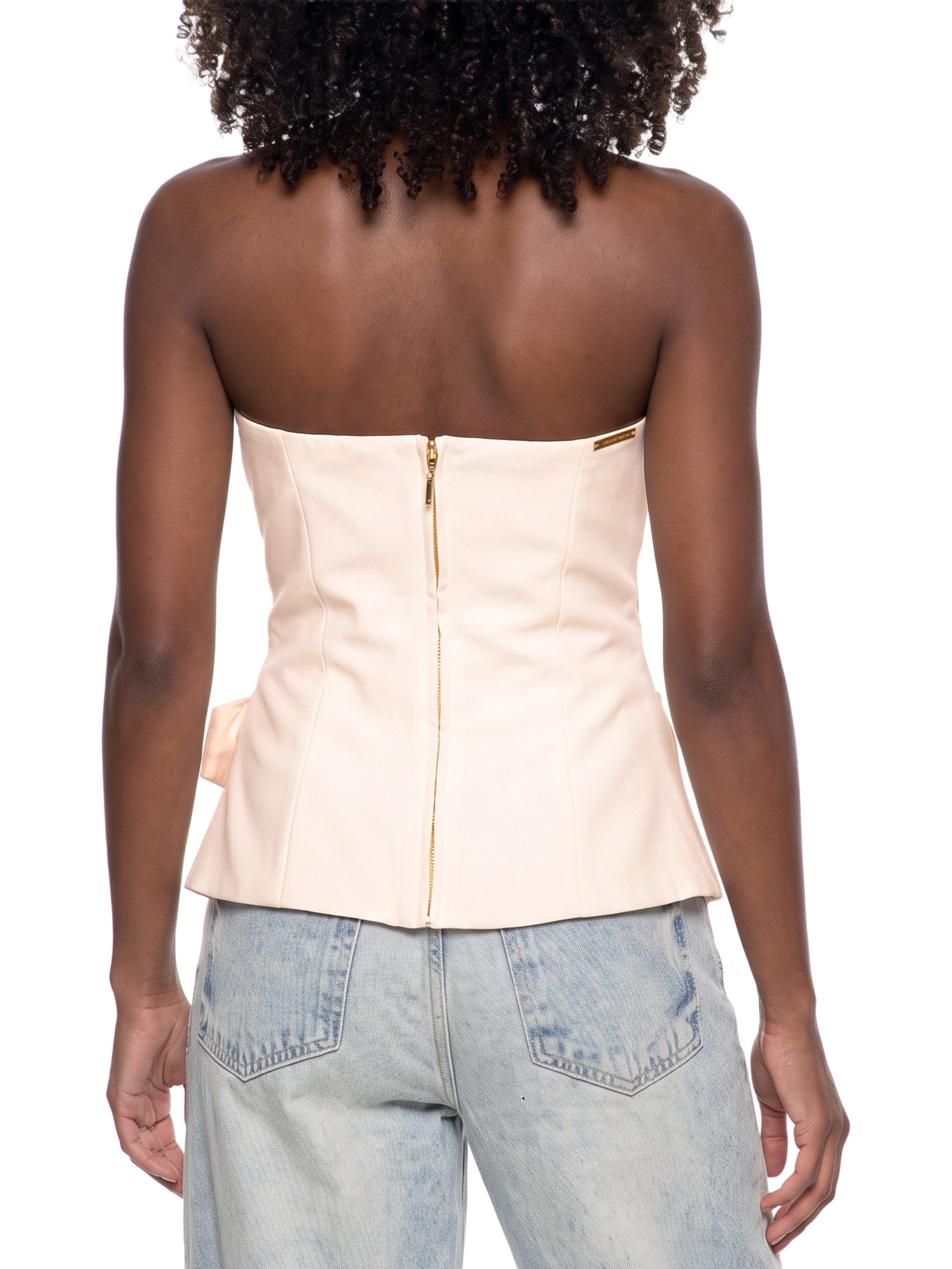 Blusa Feminina Sem Alças Com Pregas Bege Lança Perfume