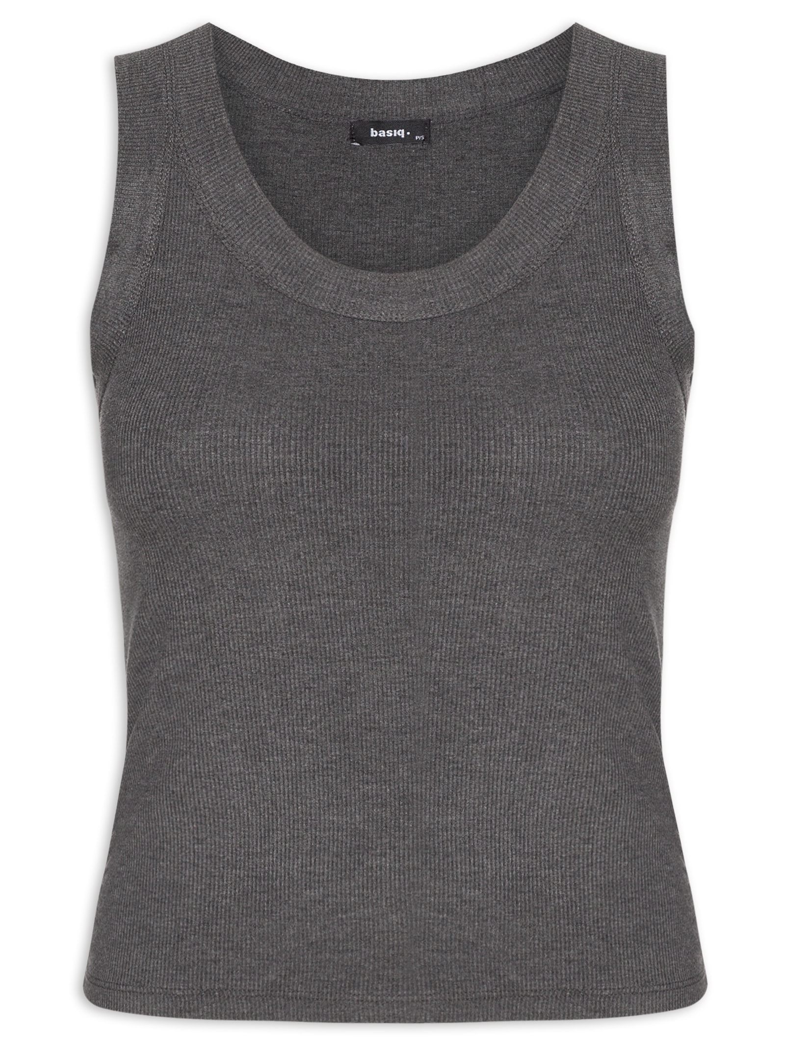 Blusa Feminina Sem Manga Básica Cinza Basiq