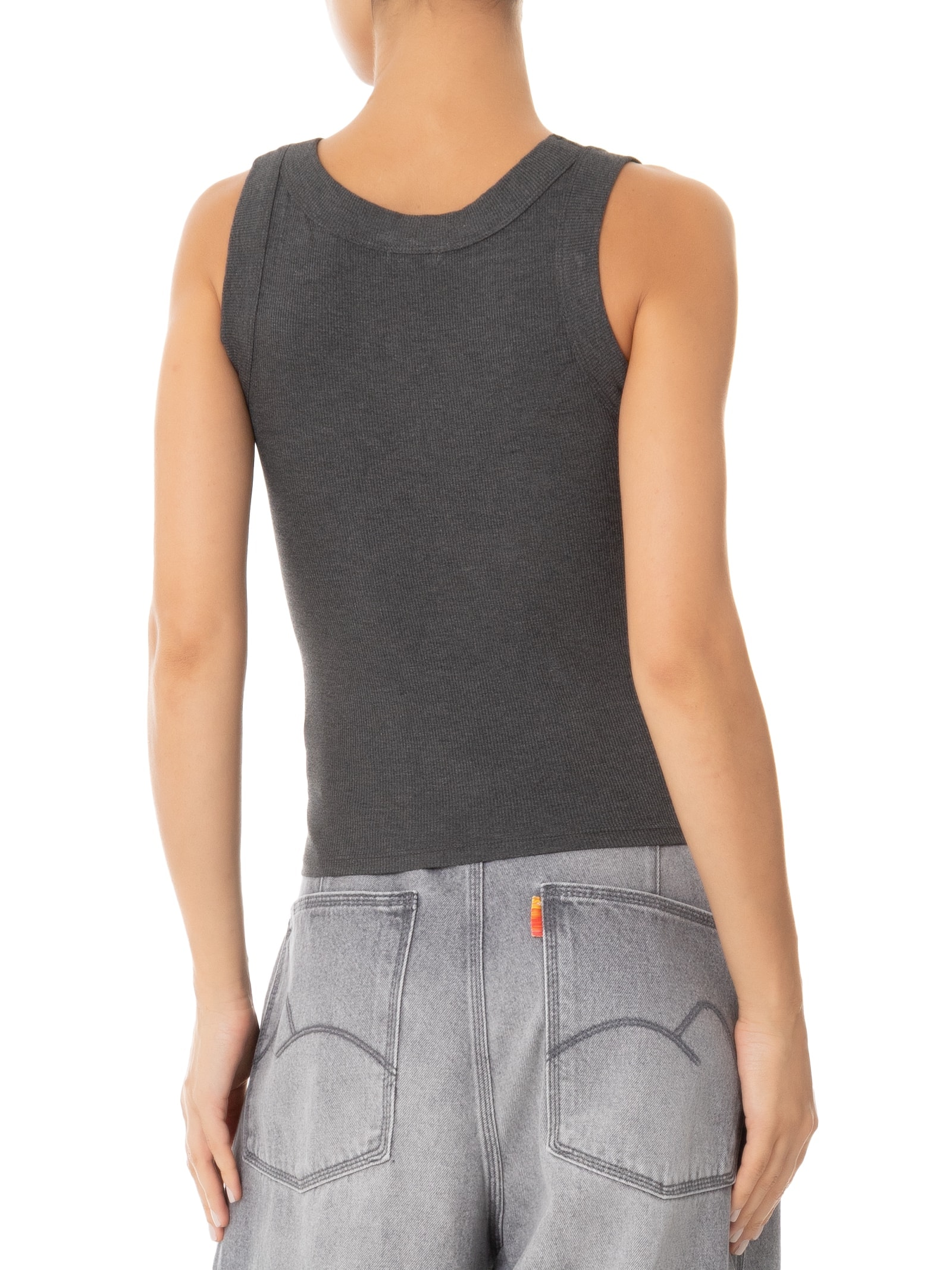 Blusa Feminina Sem Manga Básica Cinza Basiq